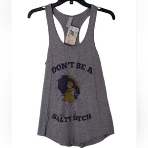 Cotton Heritage Morton Salt Grey Blue Yellow Graphic Image tank top size medium